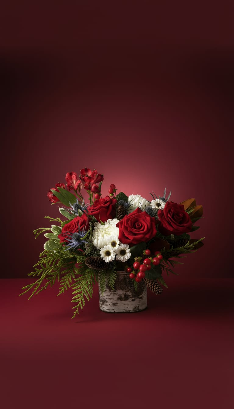 "Jingle Bell Rock" Rustic Holiday Centerpiece | Westdale Florist