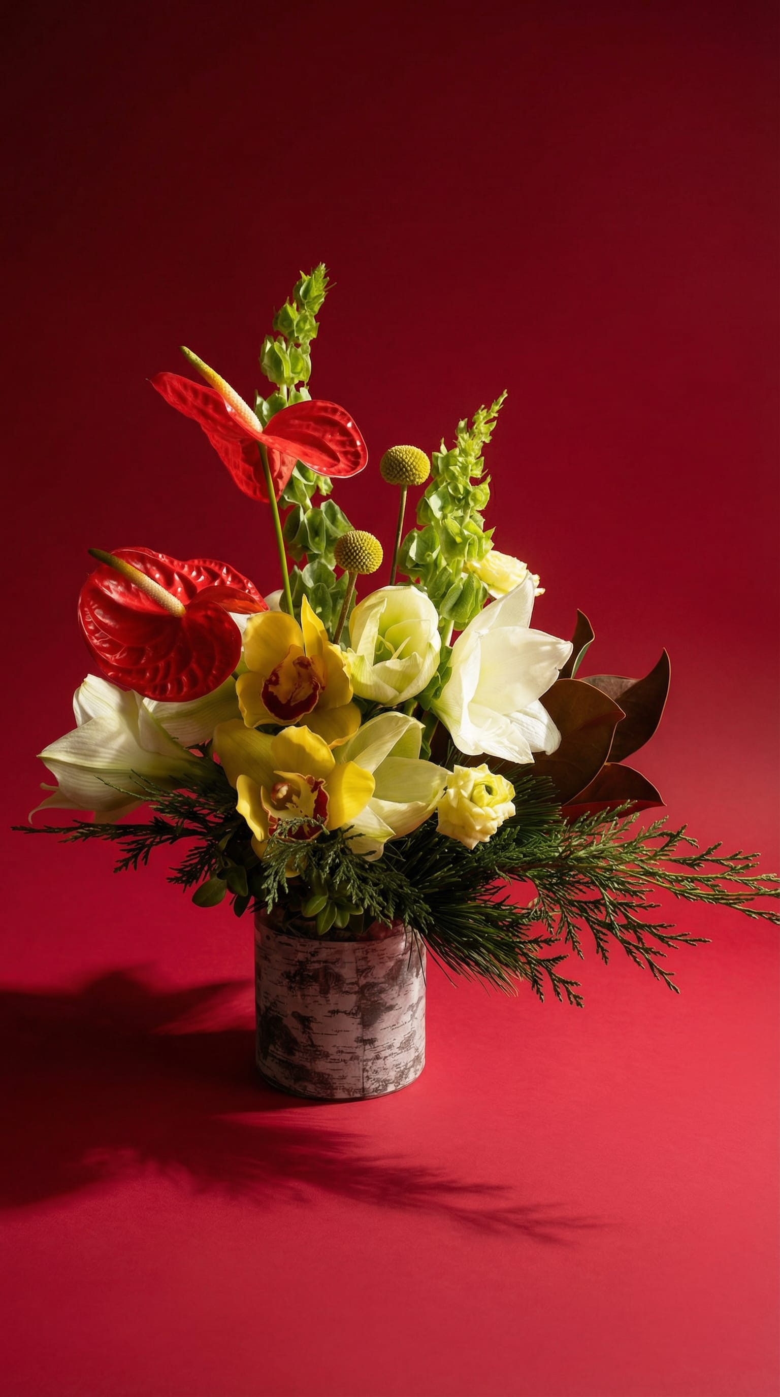 "Crimson & Gold Noel" Luxury Modern Holiday Design | Westdale Florist